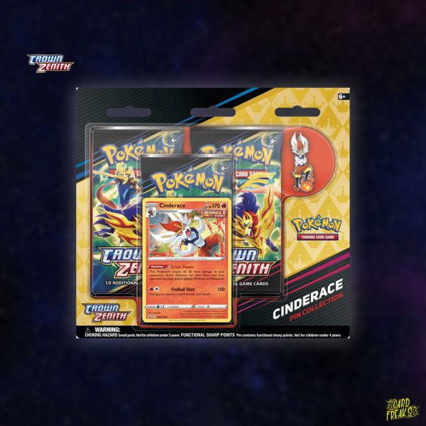 Pokemon Crown Zenith 3-Pack Pin Collection – Cinderace